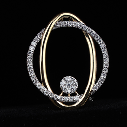 1.50ctw Oval Lab Grown Diamond Necklace Set | Interlocking Circle Pendant 14K Gold