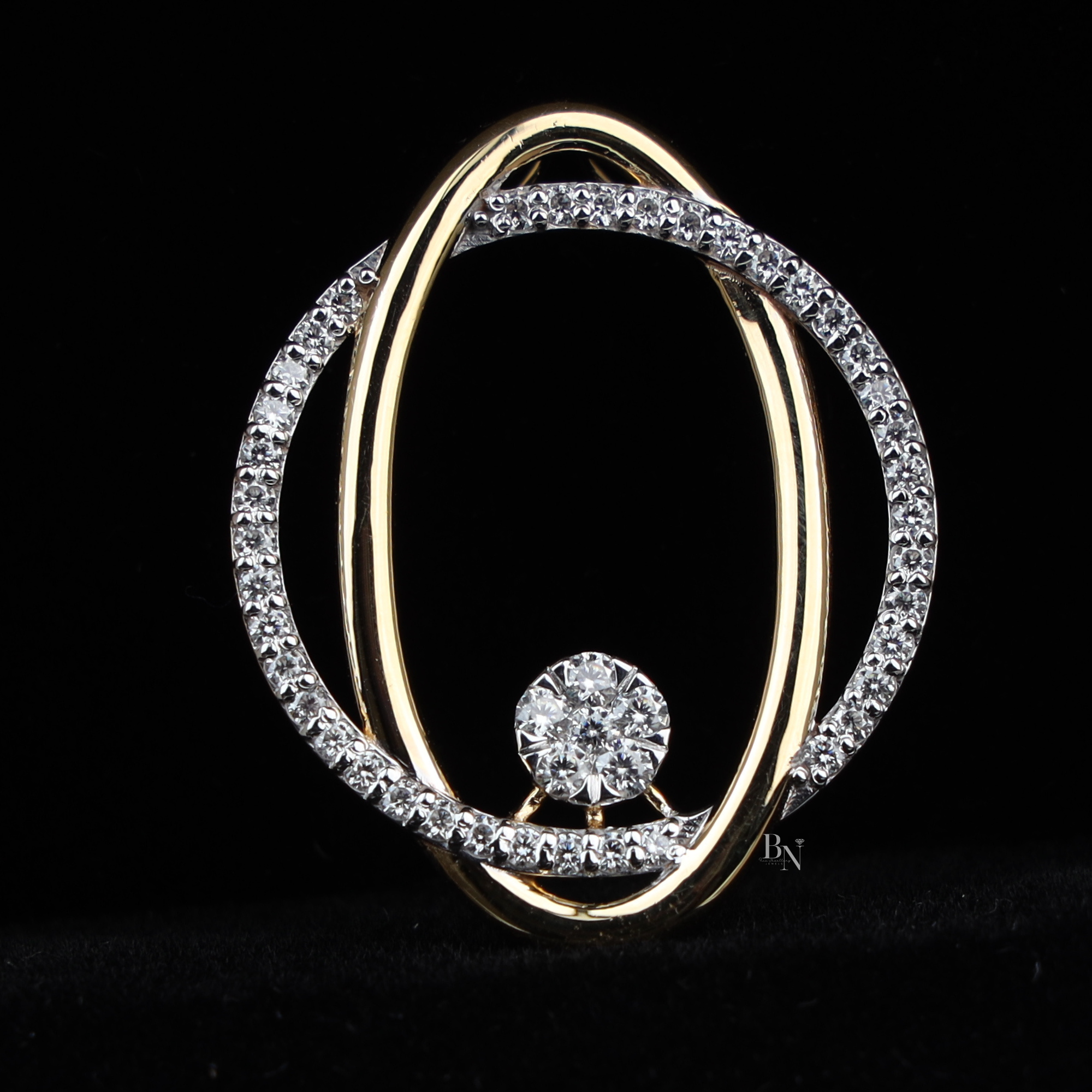 1.50ctw Oval Lab Grown Diamond Necklace Set | 14K Gold Interlocking Circle Pendant | Diamond Halo Earrings | Anniversary Gift (ONLY PENDANT)