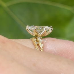 3ct Marquise Lab Grown Diamond Engagement Ring | Vintage Vine Wedding Band Solitaire 14K Yellow Gold