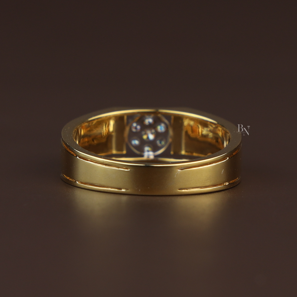 0.20ctw Cluster Lab Diamond Ring | Men's Wedding Band | 14k Yellow Gold | Modern Engagement | Statement Ring |Unisex Gold Band