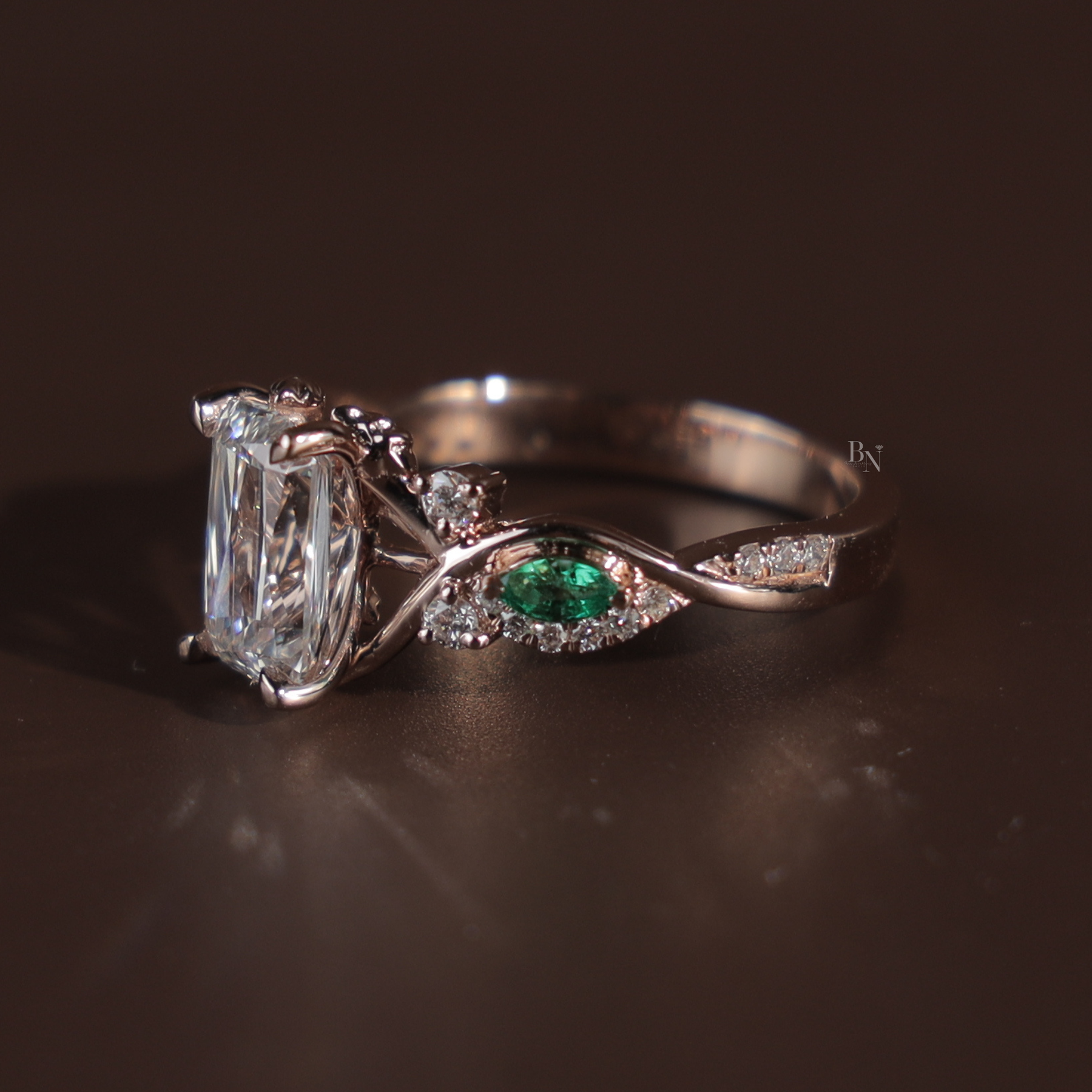 1.5ct Ashoka Cut Lab Grown Diamond Engagement Ring | Hidden Halo Vine Band 14K Rose Gold