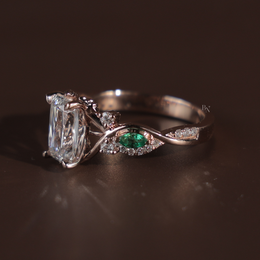 1.5ct Ashoka Cut Lab Grown Diamond Engagement Ring | Hidden Halo Vine Band 14K Rose Gold