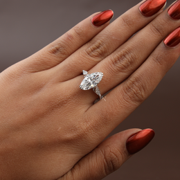 3ct Moval Cut Lab Grown Diamond Engagement Ring | Vintage Milgrain Navette Art Deco 14K White Gold