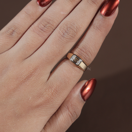 1ct Emerald Cut Lab Grown Diamond Engagement Ring | East West Bezel Set Signet 14K Yellow Gold