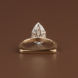 2ct Pear Cut Lab Grown Diamond Engagement Ring | Lotus Solitaire 14K Yellow Gold