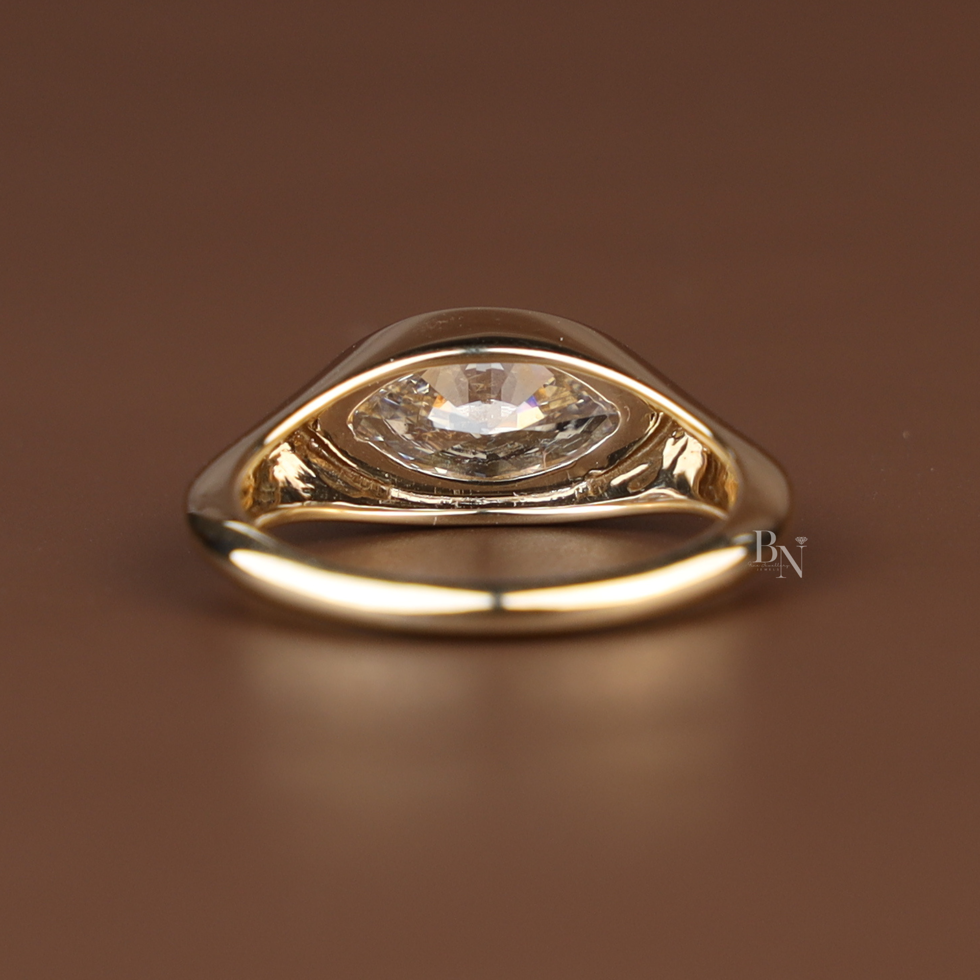 1.25ct Marquise Lab Diamond Engagement Ring | East West Bezel Set Solitaire | 14k Gold Minimalist Ring | Modern Unique Proposal Jewelry