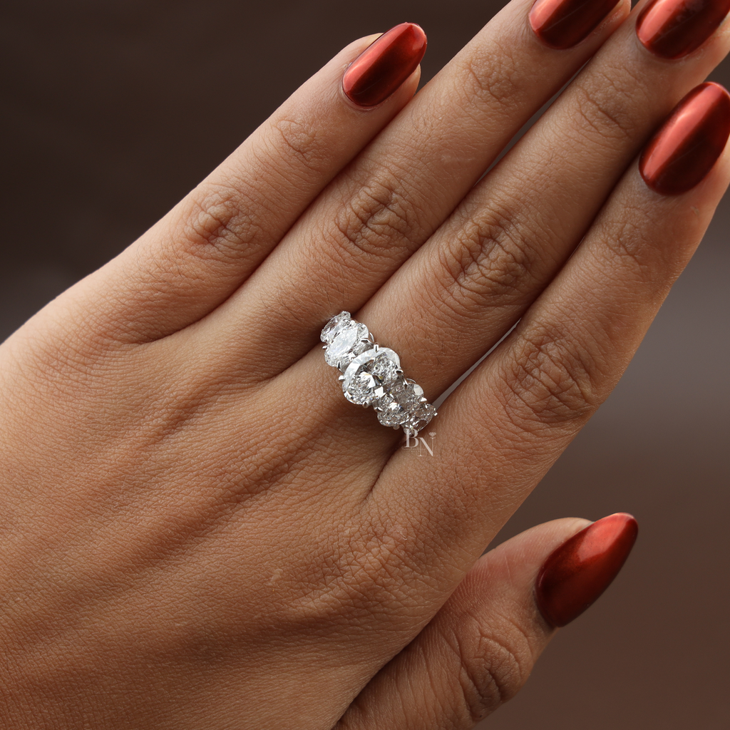 1.50CT Oval Lab Grown Diamond Five Stone Ring | Anniversary Band | Oval Cut Lab Diamond Wedding Ring | Bridal | 5 Stone