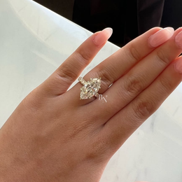 5ct Marquise Moissanite Engagement Ring | Hidden Halo Pavé Brilliant Fire 14K White Gold