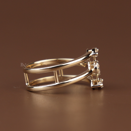 Triple Band Bypass Lab Grown Diamond Ring | Multi Row Cage Band 14K Gold