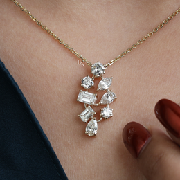 2.50ct Lab Grown Diamond Cluster Pendant | Solitaire Necklace 14K Gold
