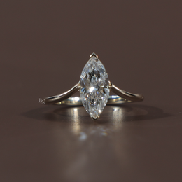 1.5ct Marquise Lab Grown Diamond Engagement Ring | Hidden Halo Solitaire 14K Gold