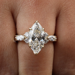 3ct Marquise Lab Grown Diamond Engagement Ring | Vintage Filigree Lotus Antique Bridal 14K Gold