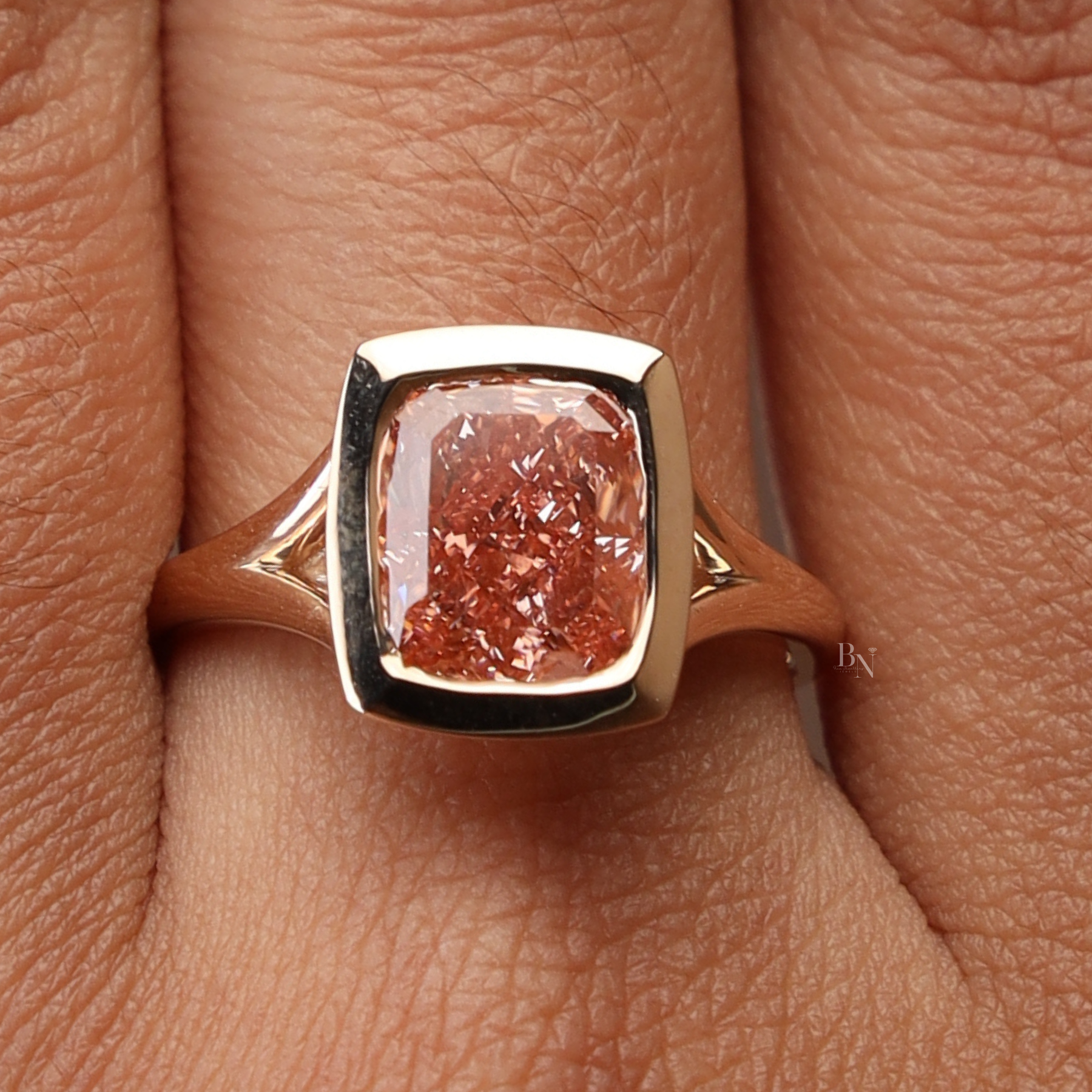 3ct Fancy Pink Cushion Lab Grown Diamond Engagement Ring | Solitaire 14K Gold