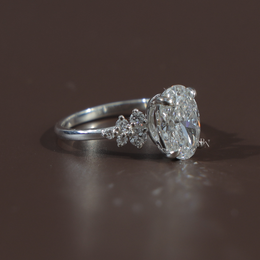 2ct Oval Lab Grown Diamond Engagement Ring | Cluster Setting 14K White Gold