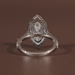 3ct Marquise Lab Grown Diamond Engagement Ring | Halo Pavé Band 14K White Gold