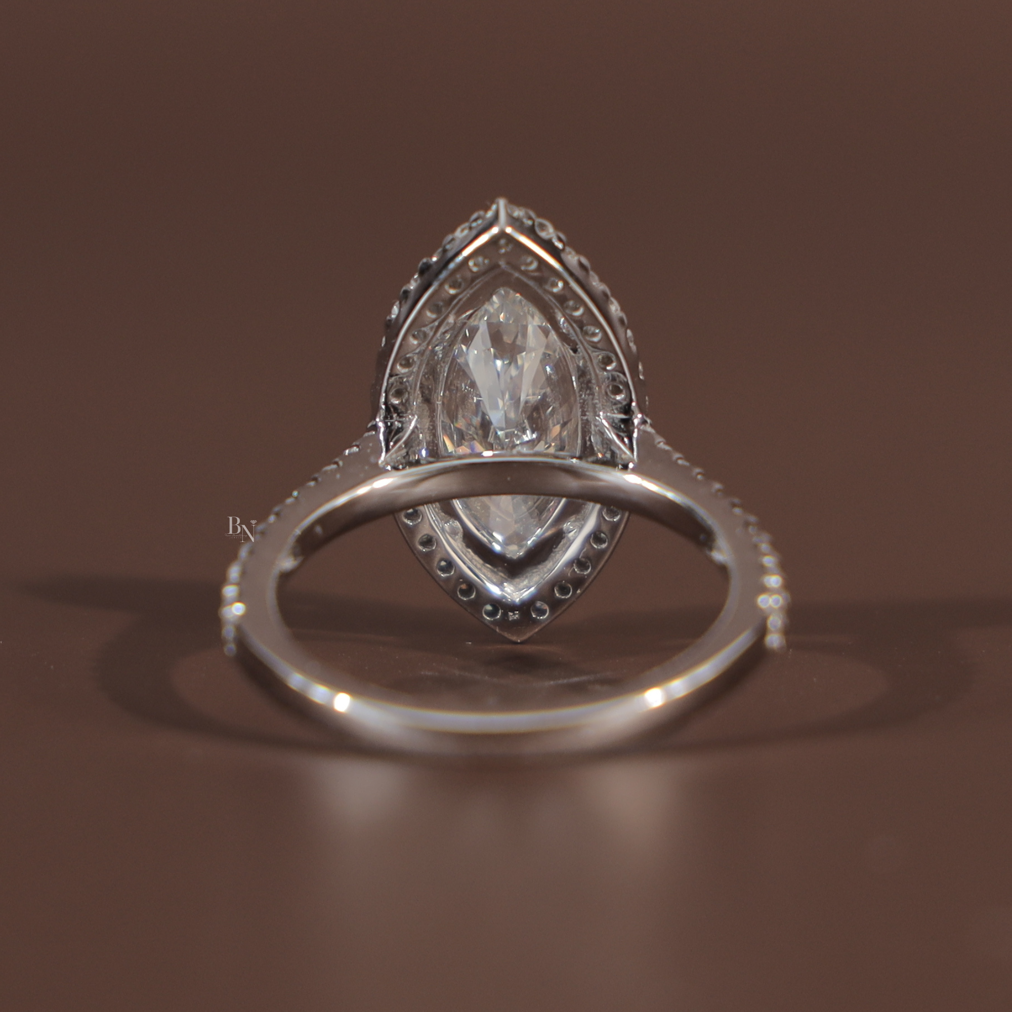 3ct Marquise Lab Grown Diamond Engagement Ring | 14K White Gold Halo | IGI Certified Type IIa Diamond | Pave Band Bridal Anniversary Ring