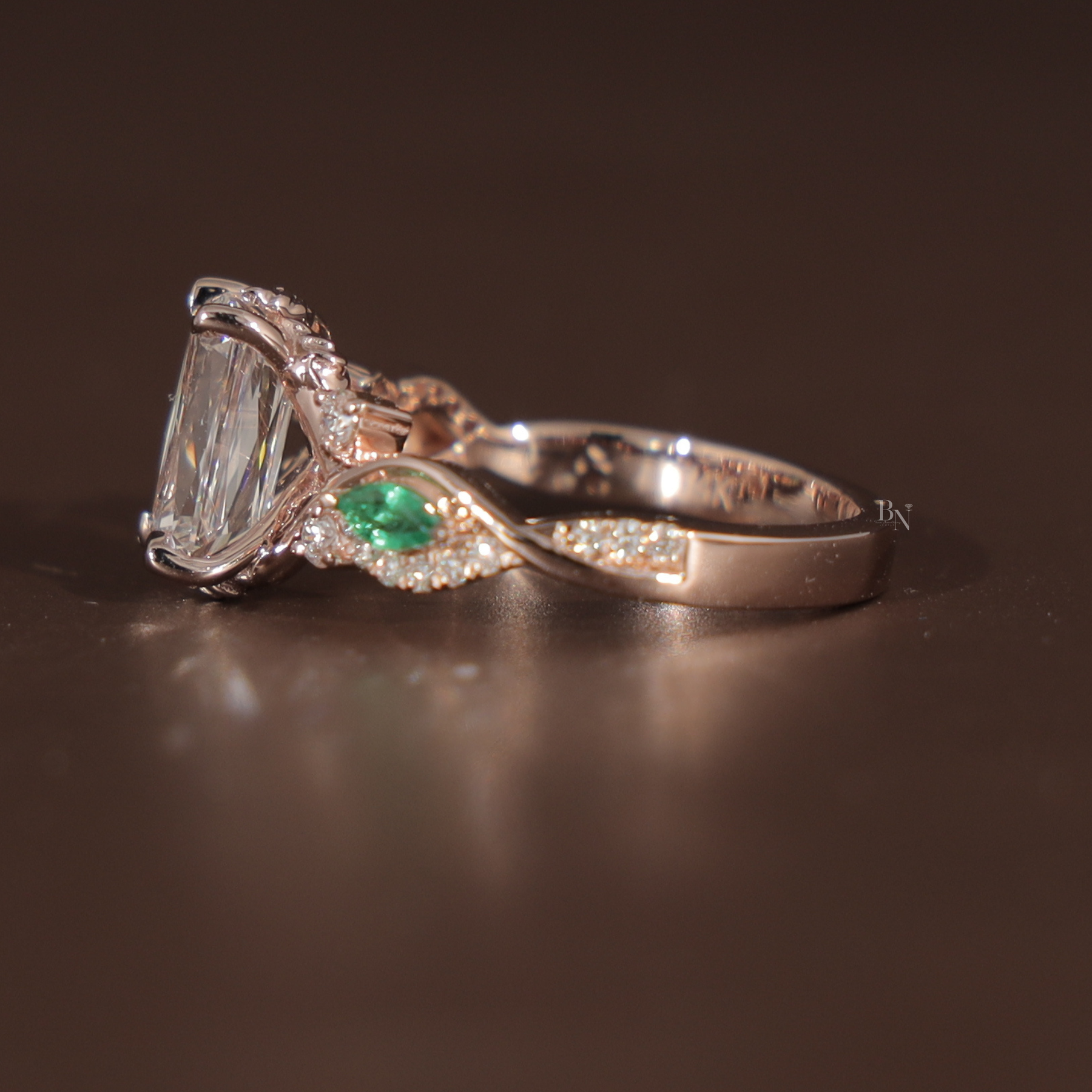 1.5ct Ashoka Cut Lab Grown Diamond Engagement Ring | Hidden Halo Vine Band 14K Rose Gold