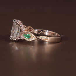 1.5ct Ashoka Cut Lab Grown Diamond Engagement Ring | Hidden Halo Vine Band 14K Rose Gold