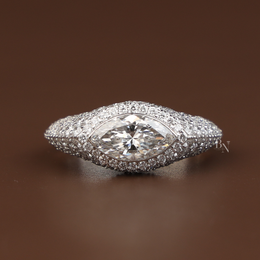 2ct Marquise Lab Grown Diamond Engagement Ring | Hidden Halo Pavé Band 14K White Gold