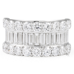 3.51ctw Baguette & Round Lab Grown Diamond Wedding Band, 10.6mm Wide Multi Row Statement Ring