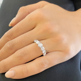3.30ct Graduated Round Diamond Eternity Band, 14K Gold Tapered Wedding Ring, Shared Prong Lab Grown