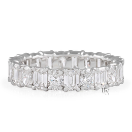 2.85CTW Alternating Oval and Emerald Lab Diamond Band, Mixed Shape Full Eternity Ring, 14K Gold Wedding Band