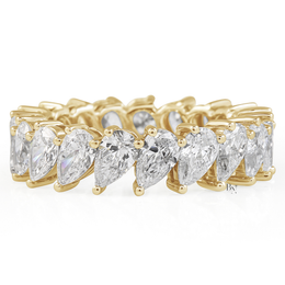 3.60ct Pear Lab Grown Diamond Eternity Band, Platinum Slanted Wedding Ring, 5.5mm Wide