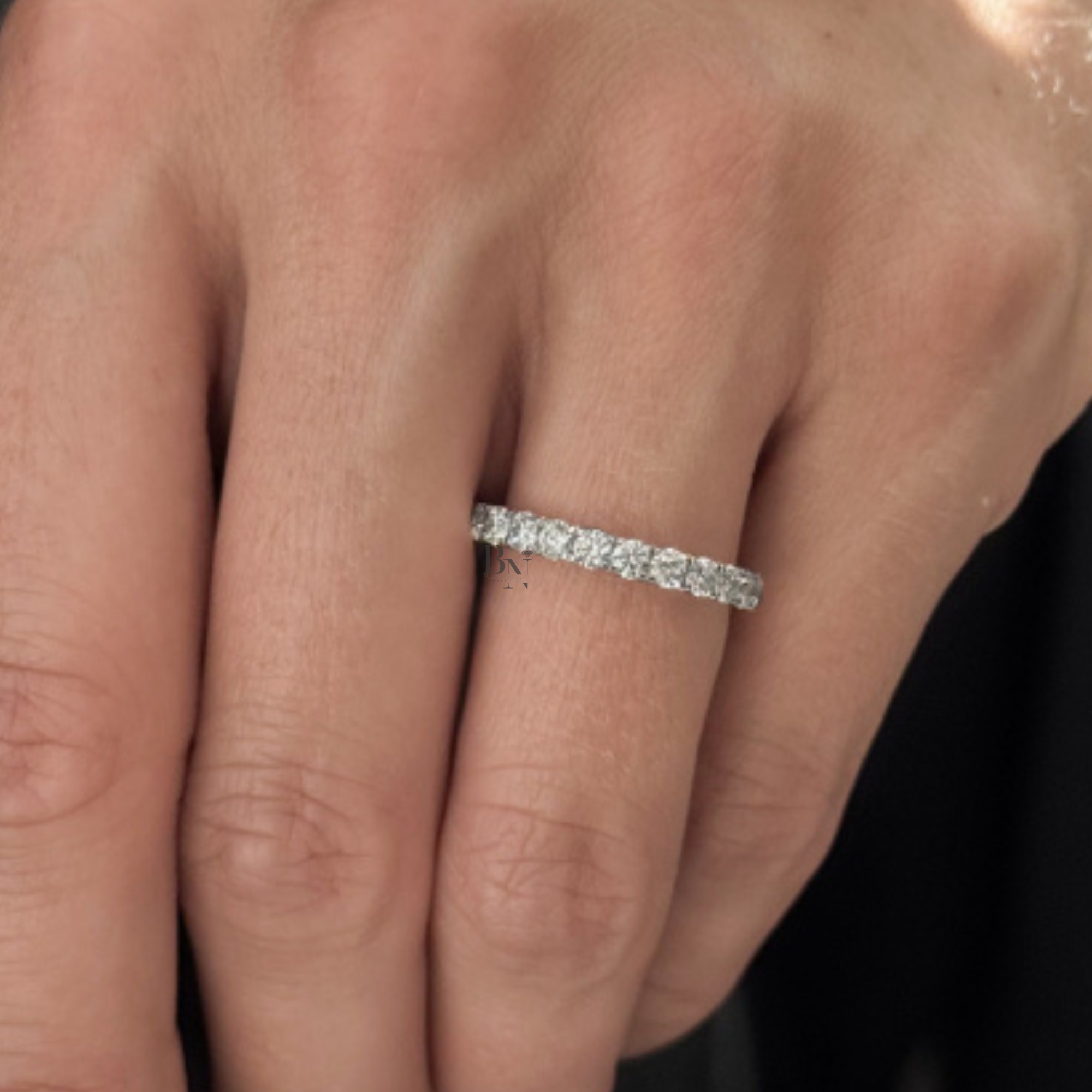 1.30ct Lab Grown Diamond Eternity Band, 14K Gold Pave Wedding Ring, 2.6mm Round Brilliant Anniversary