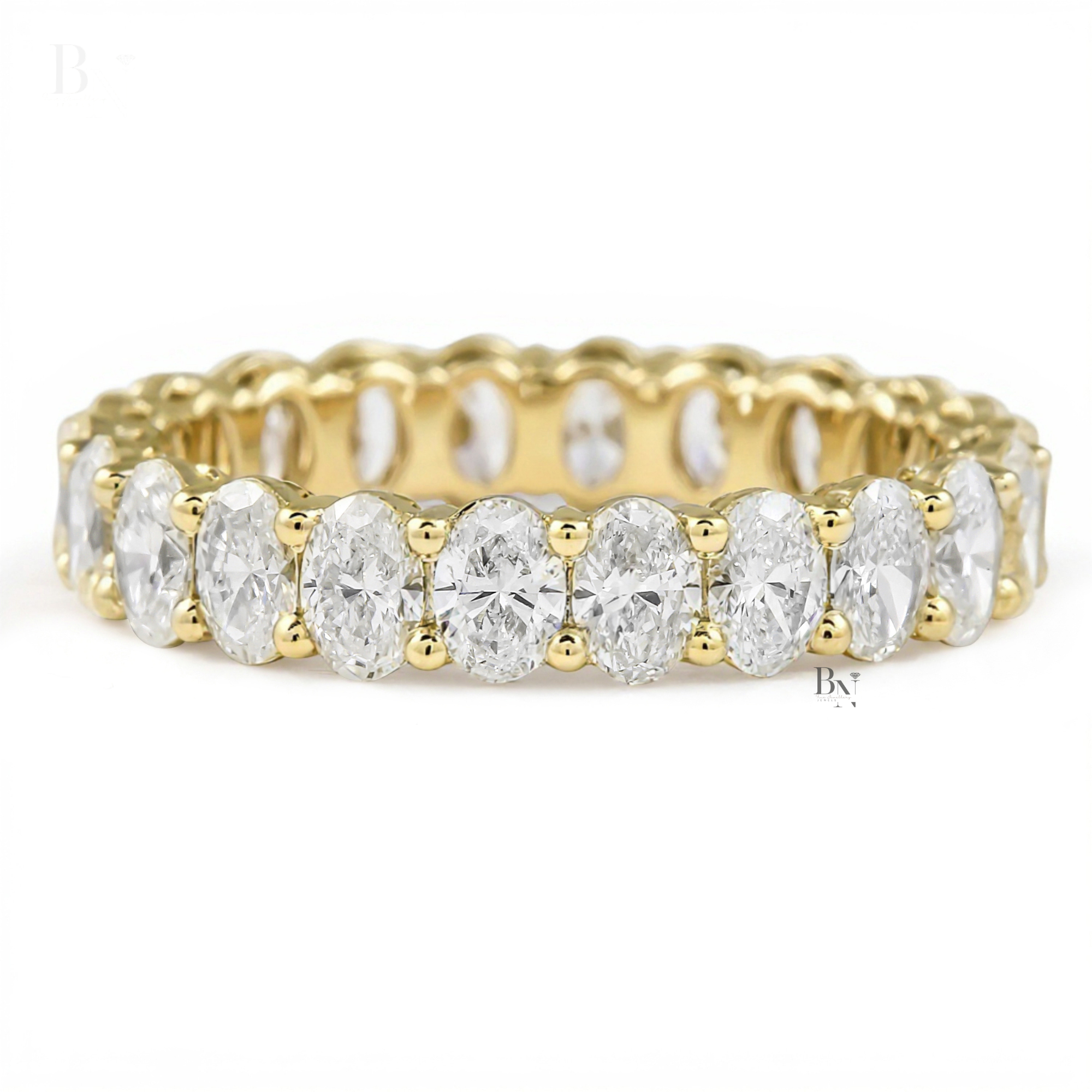 Oval Lab Diamond Eternity Band, 2.20 CTW Open Airline Basket Ring, Solid Gold Bridal Stacking Wedding Band