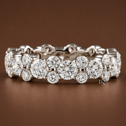 2.85ct Lab Grown Diamond Eternity Band, 14K Gold Cluster Wedding Ring, 4.9mm Alternating Bubble Stacking Ring