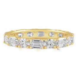 Alternating Oval and Emerald Lab Diamond Band, 2.00 CTW East West Eternity Ring
