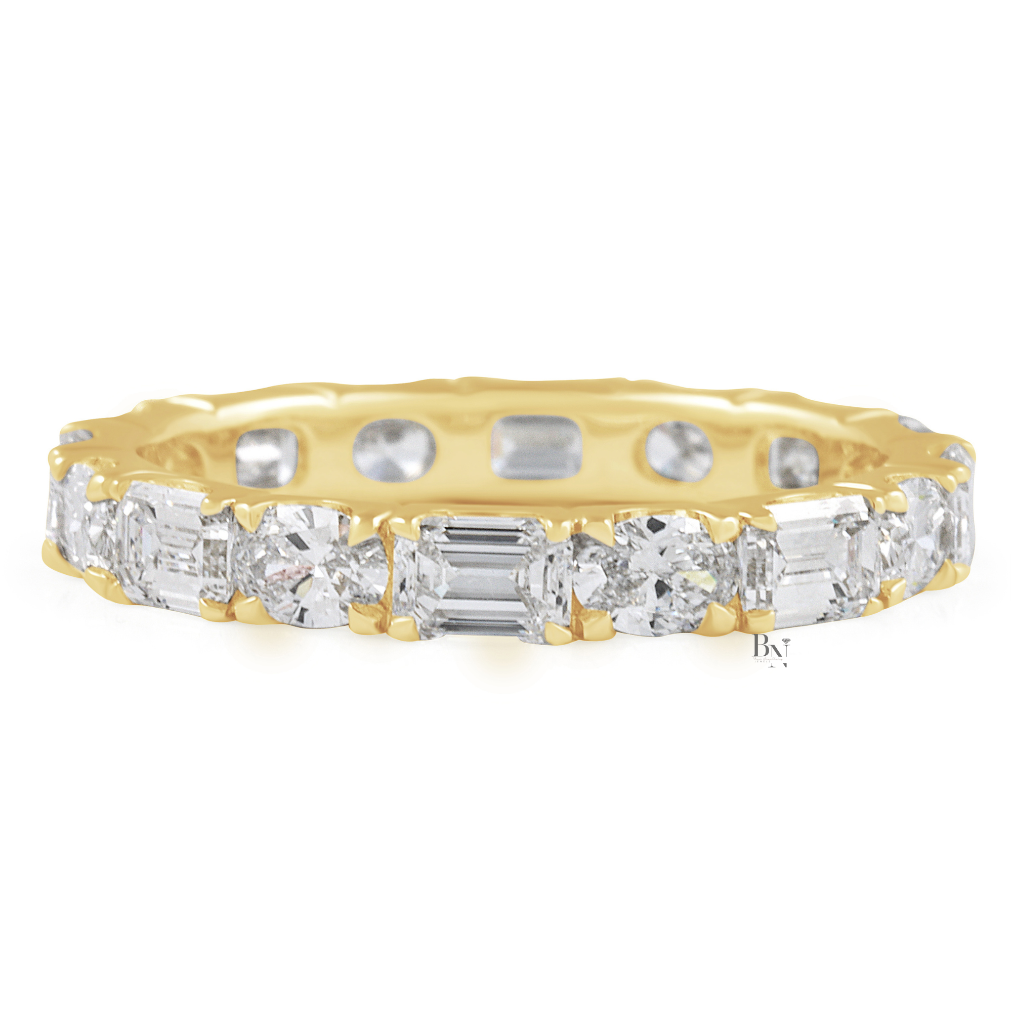 Alternating Oval and Emerald Lab Diamond Band, 2.00 CTW East West Eternity Ring