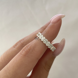 1.60ct Oval Lab Grown Diamond Three Quarter Eternity Band, 3.7mm Airline Basket Wedding Ring