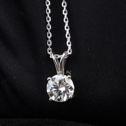 Lab Grown Diamond Pendant Necklace, 2 Carat Round Solitaire Necklace, Four Prong Diamond Charm