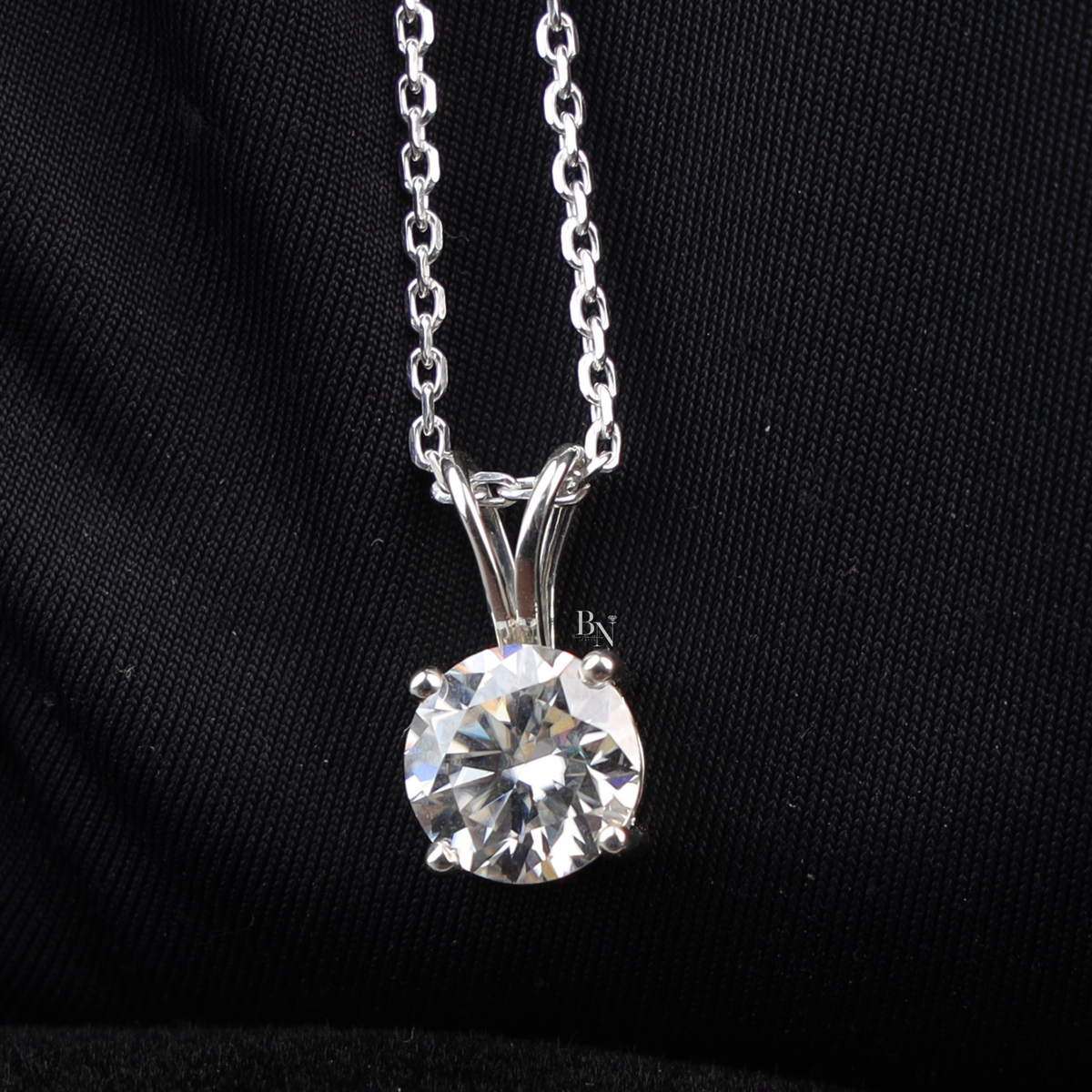 Lab Grown Diamond Pendant Necklace, 2 Carat Round Solitaire Necklace, Four Prong Diamond Charm