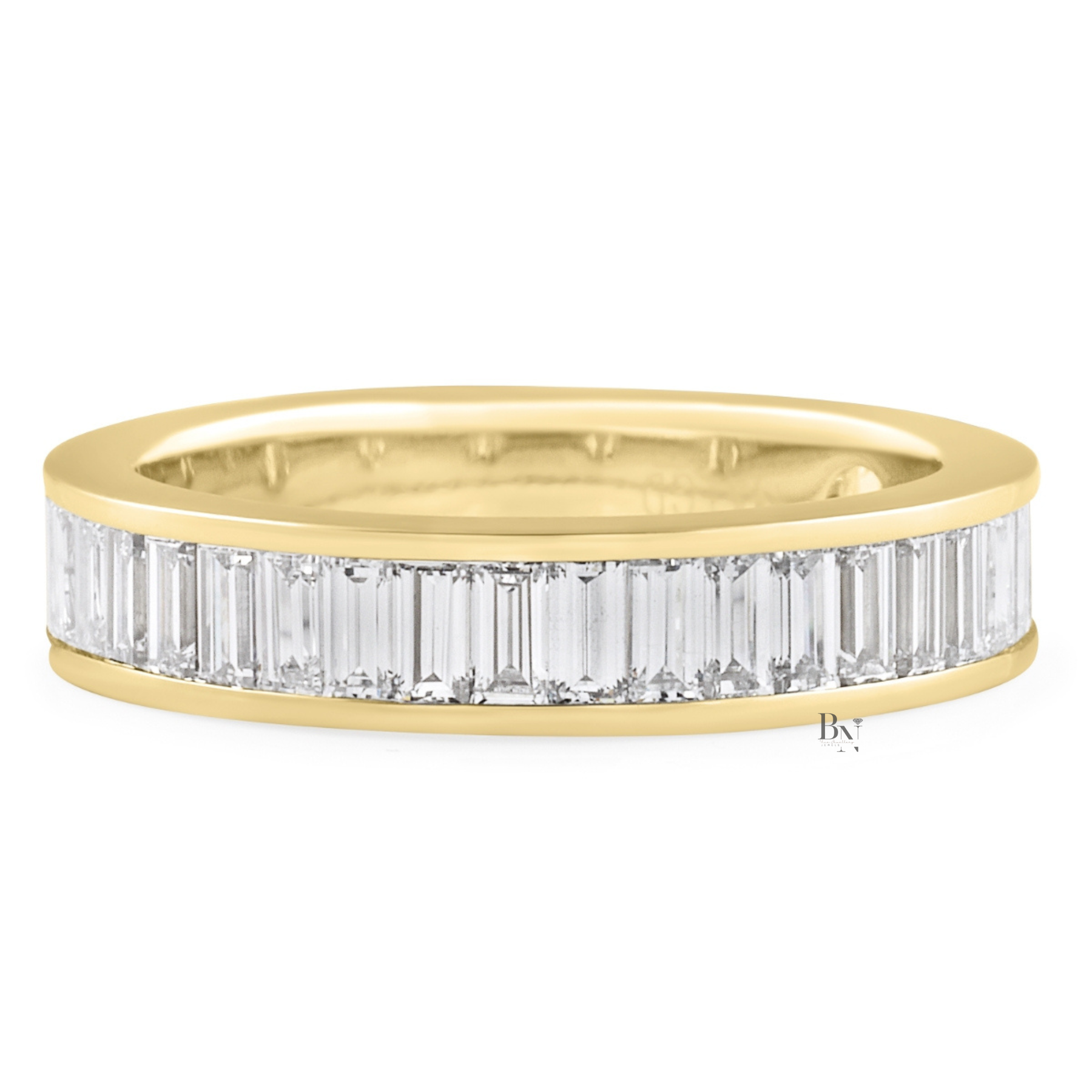 Baguette Lab Diamond Wedding Band, 3/4 Channel Set Eternity Ring, 1.5CTW 14K Gold Band, 4.3mm Wide