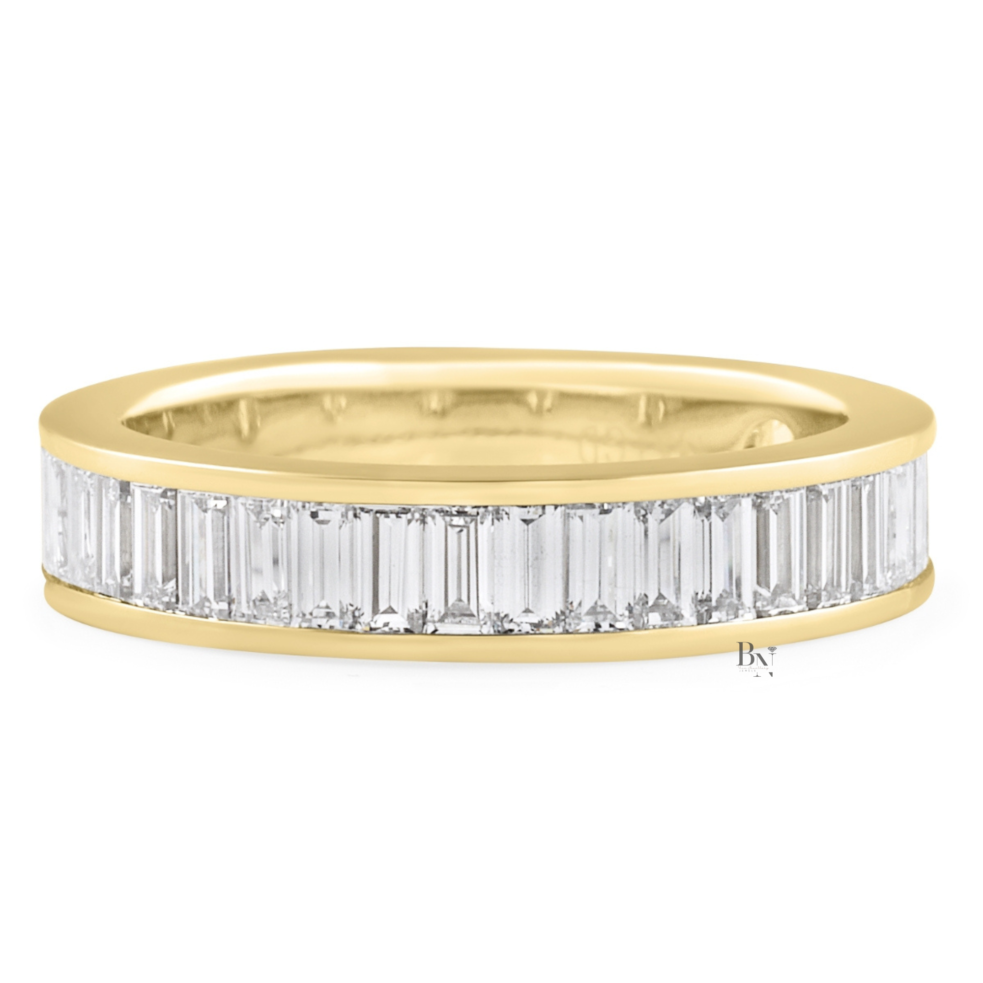 Baguette Lab Diamond Wedding Band, 3/4 Channel Set Eternity Ring, 1.5CTW 14K Gold Band, 4.3mm Wide