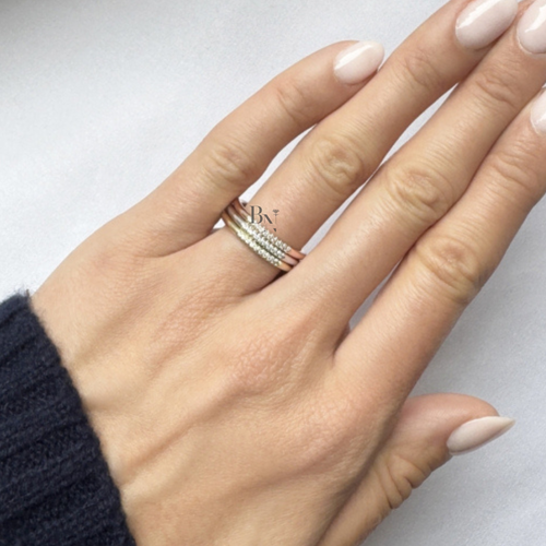 0.15CTW Lab Diamond Partial Pave Band, Minimalist 1.8mm Wedding Ring, Dainty Gold Stacking Ring