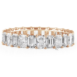 3.60CTW Alternating Emerald and Radiant Lab Diamond Band, Mixed Shape Full Eternity Ring, 14K Gold Wedding Band