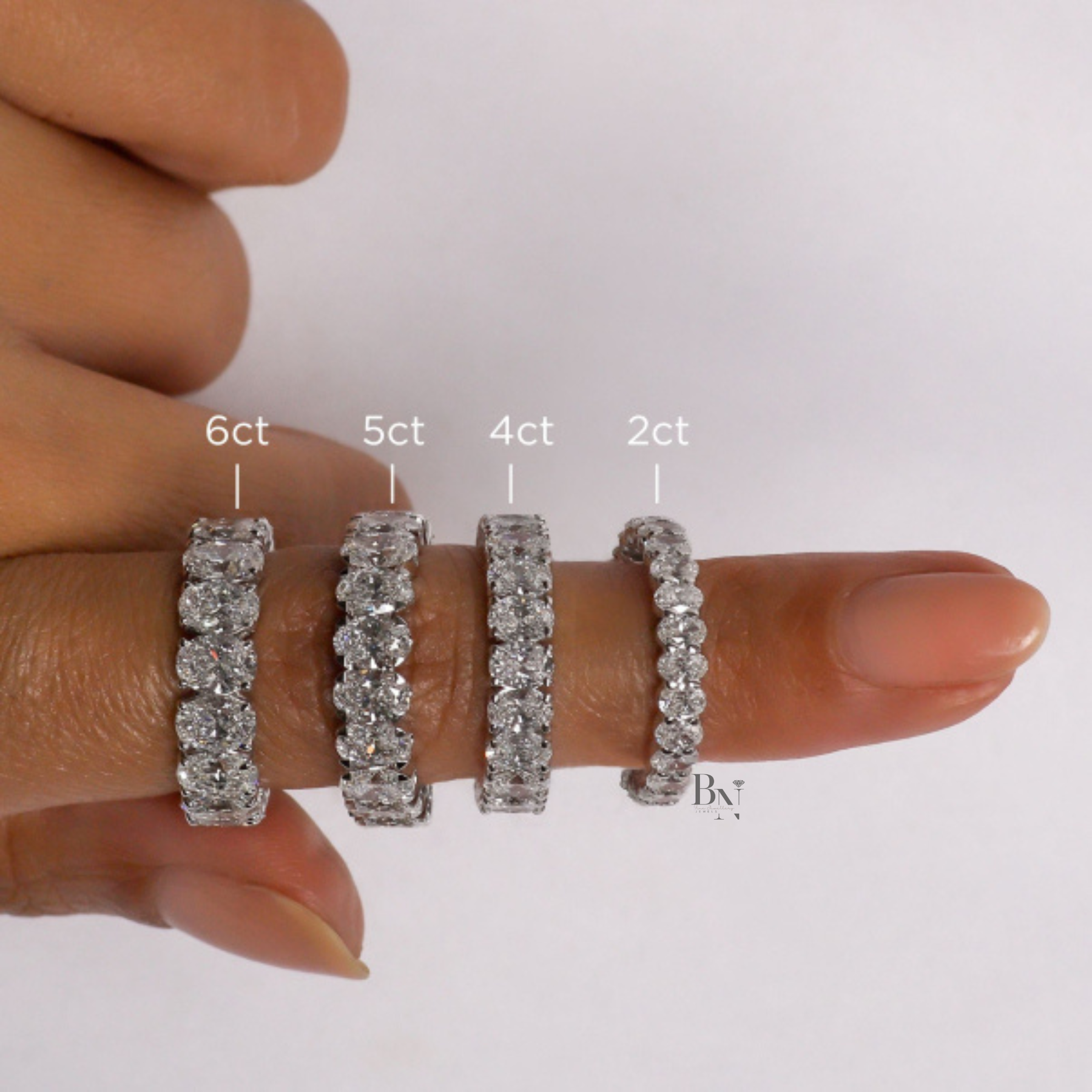 3.04ct Oval Lab Grown Diamond Eternity Band, Low Profile Wedding Ring, 4.2mm Wide