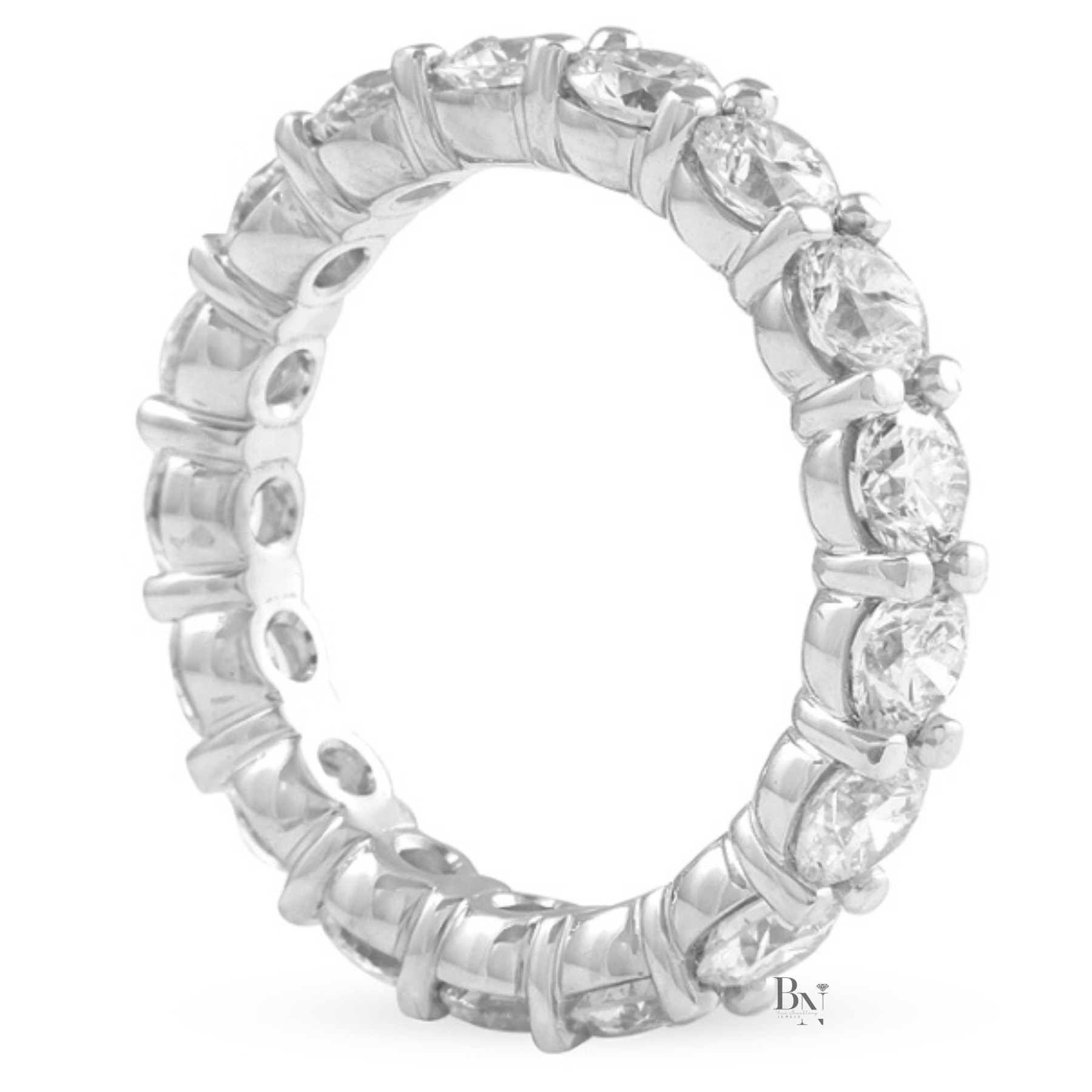 3.10ct Round Diamond Eternity Band, 3.7mm Shared Prong Wedding Ring, Classic Closed Basket Anniversary