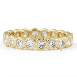 Bezel Set Lab Diamond Eternity Band, Full Round Cut Wedding Ring, 1.15CTW 3.4mm Modern Stacking Band