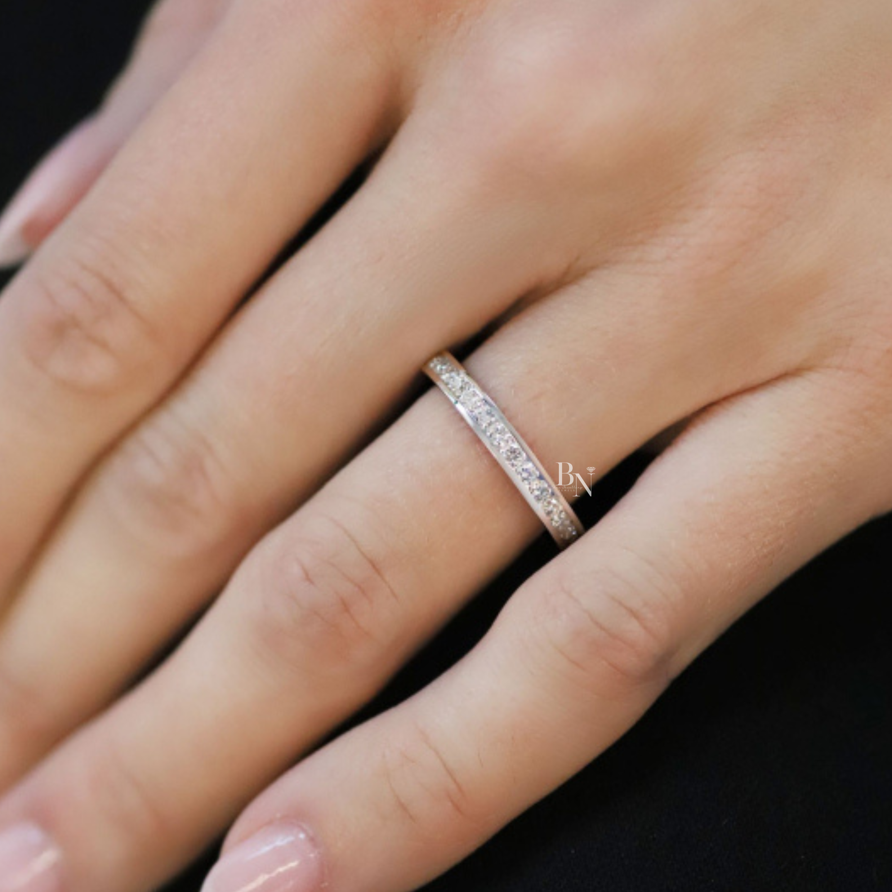 0.95ct Channel Set Lab Diamond Eternity Band, 14K Gold Round Brilliant Wedding Ring, 2.9mm