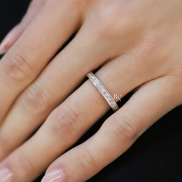 0.95ct Channel Set Lab Diamond Eternity Band, 14K Gold Round Brilliant Wedding Ring, 2.9mm