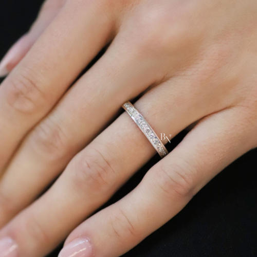 0.95ct Channel Set Lab Diamond Eternity Band, 14K Gold Round Brilliant Wedding Ring, 2.9mm