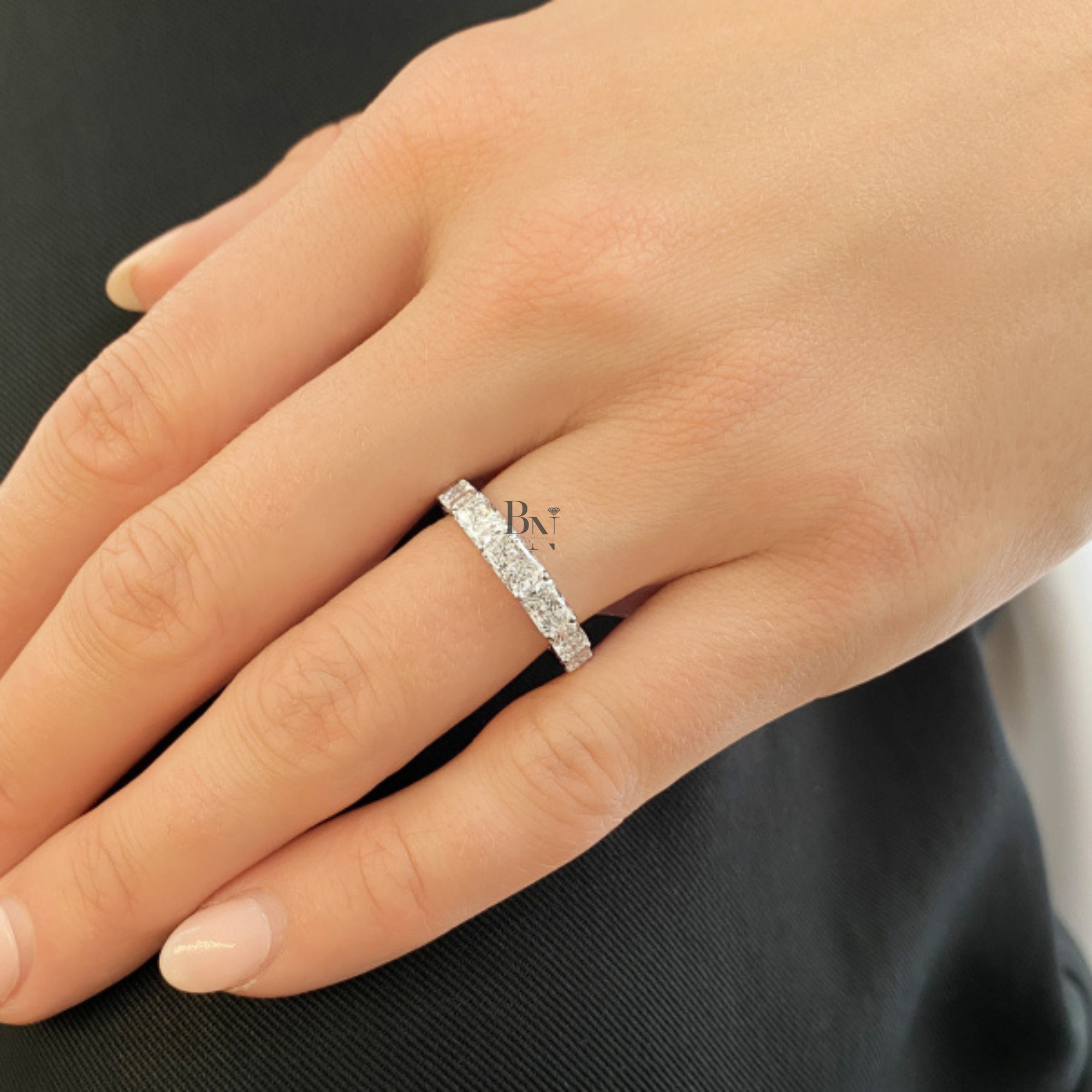 Radiant Cut Lab Diamond Eternity Band, Tapered Graduated Wedding Ring, 2.80CTW 14K Gold Band, 3.8mm Wide