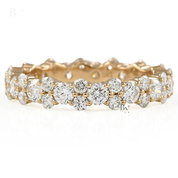 Round Brilliant Cut Lab Diamond Cluster Band, 1.87 CTW Full Eternity Wedding Ring, Solid Gold