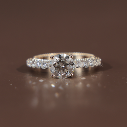 2ct Round Brilliant Lab Grown Diamond Engagement Ring | Filigree Gallery Pavé Milgrain Vintage 14K Rose Gold