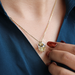 6ct Fancy Yellow Oval Moissanite Necklace | Solitaire Pendant 14K Gold