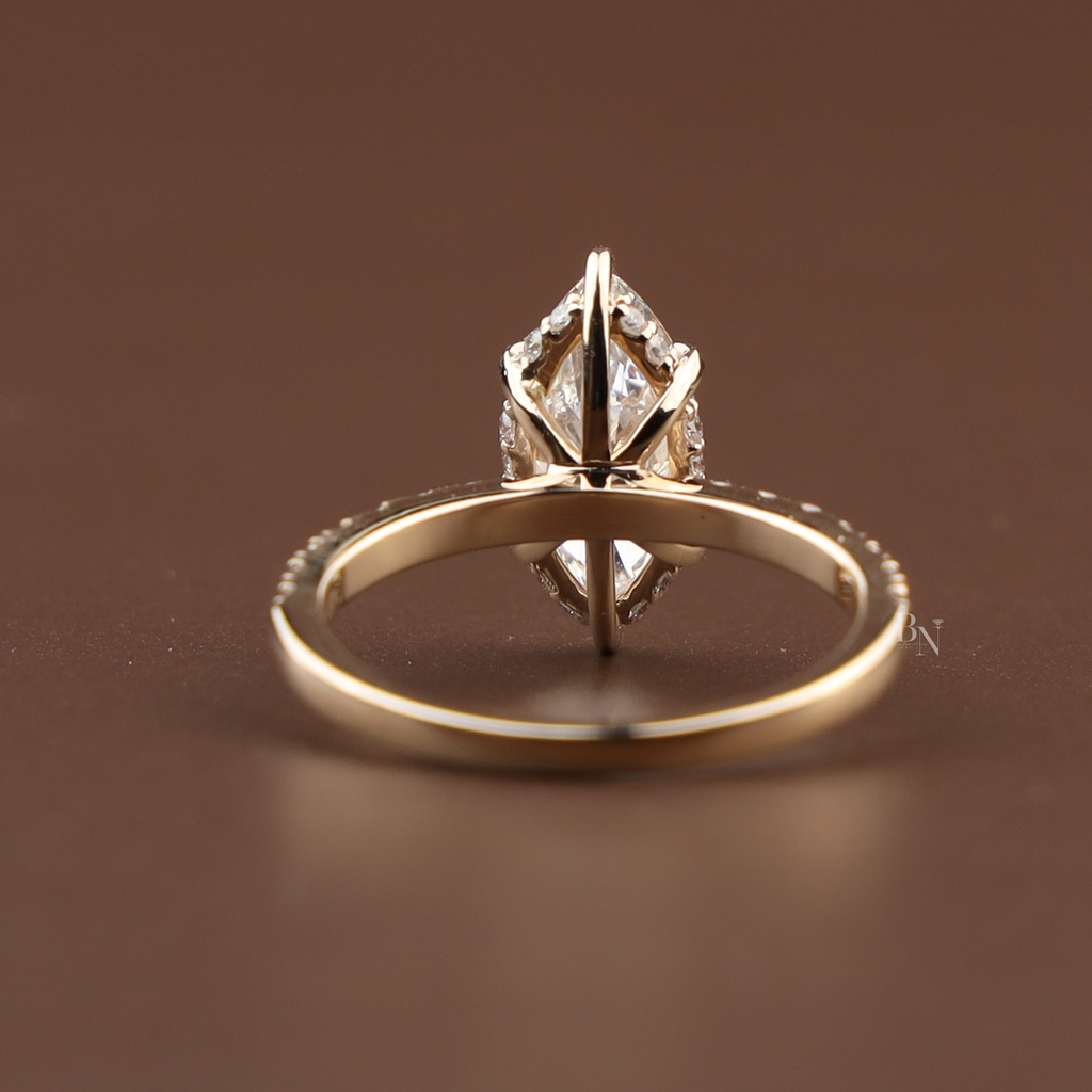 3ct Marquise Lab Grown Diamond Engagement Ring | Hidden Halo Pave Bridal Ring | 14K Yellow Gold Split Shank | IGI Certified | Promise Ring (Copy)